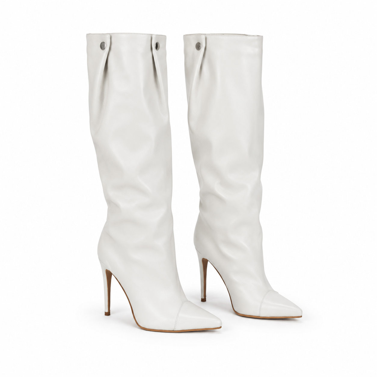 Warm Beige Tellaro Sheepskin Stiletto Boots