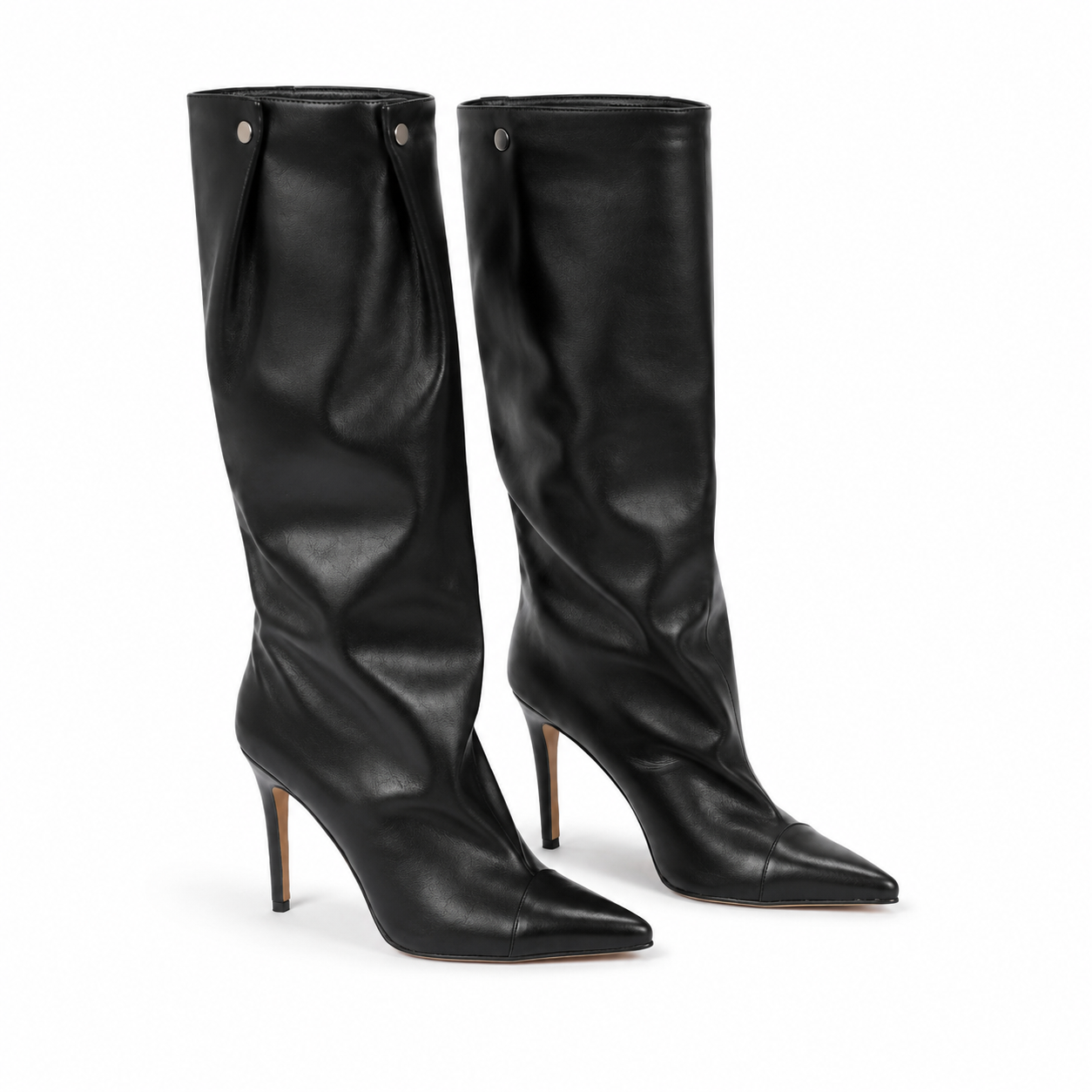 Deep Black Tellaro Sheepskin Stiletto Boots