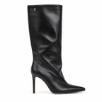 Deep Black Tellaro Sheepskin Stiletto Boots side view