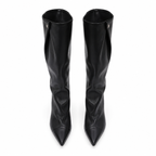 Deep Black Tellaro Sheepskin Stiletto Boots top view