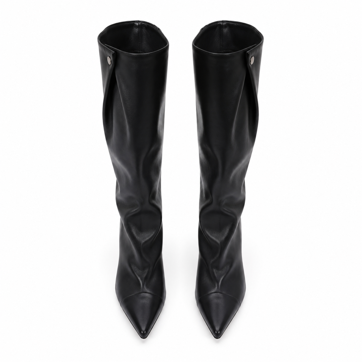 Deep Black Tellaro Sheepskin Stiletto Boots top view