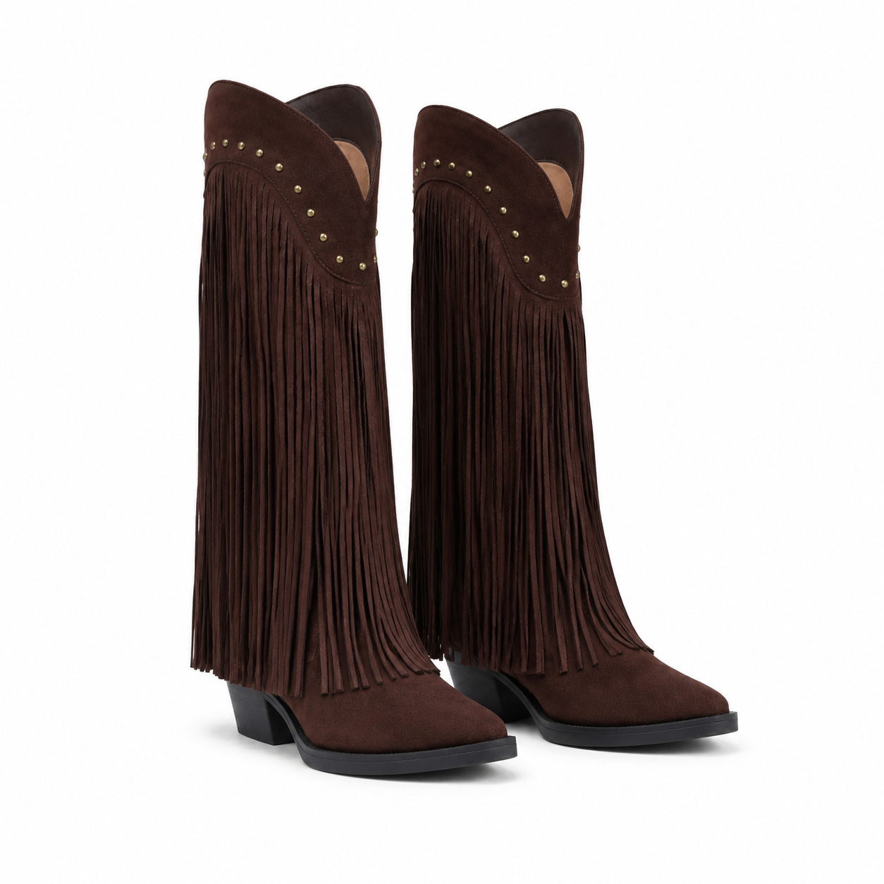 Brown Suede Patmos Sheepskin Block-Heel Boots