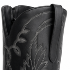 Deep Black Paxos Embroidered Leather Boots close-up detail