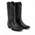 Deep Black Paxos Embroidered Leather Boots