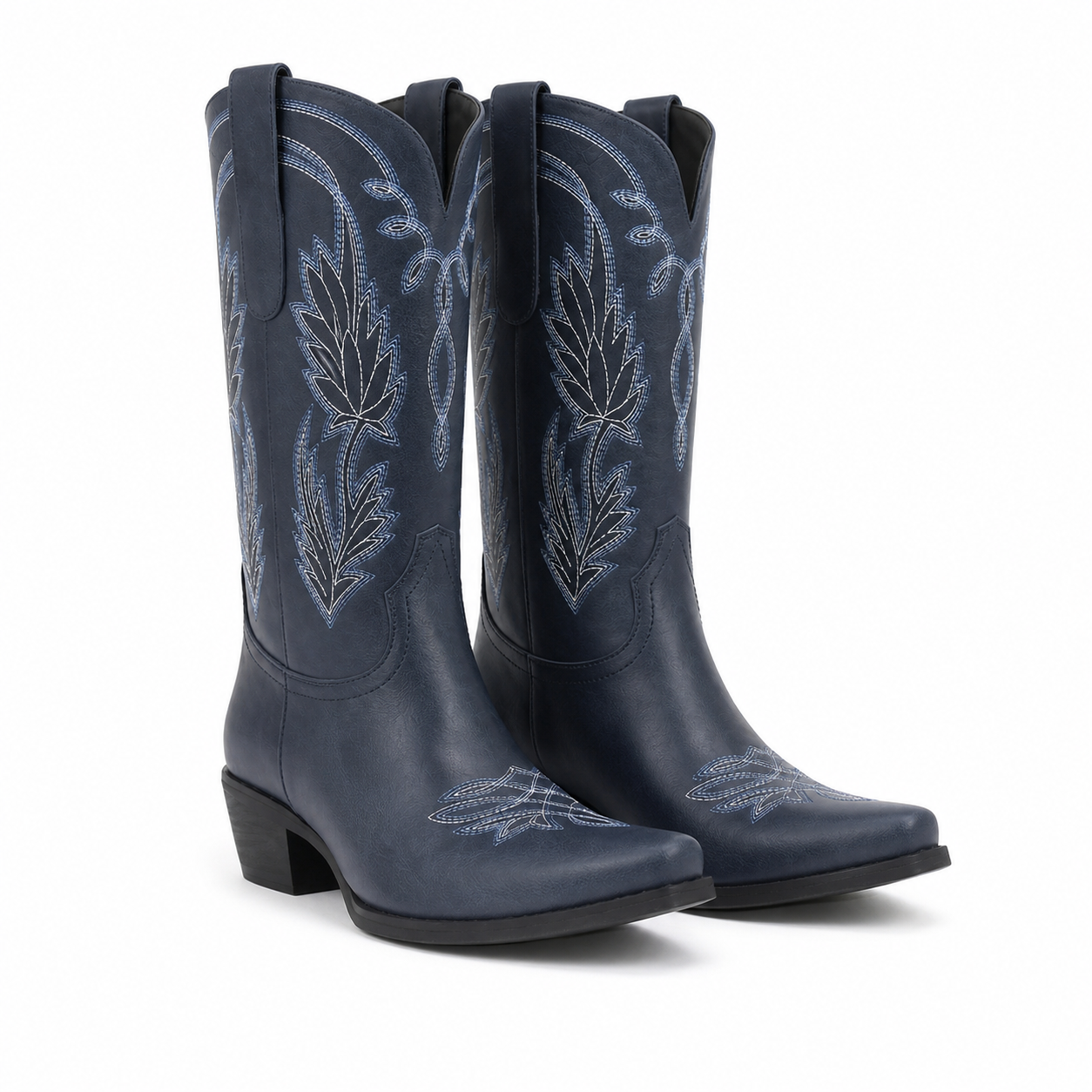 Hazy Blue Paxos Embroidered Leather Boots