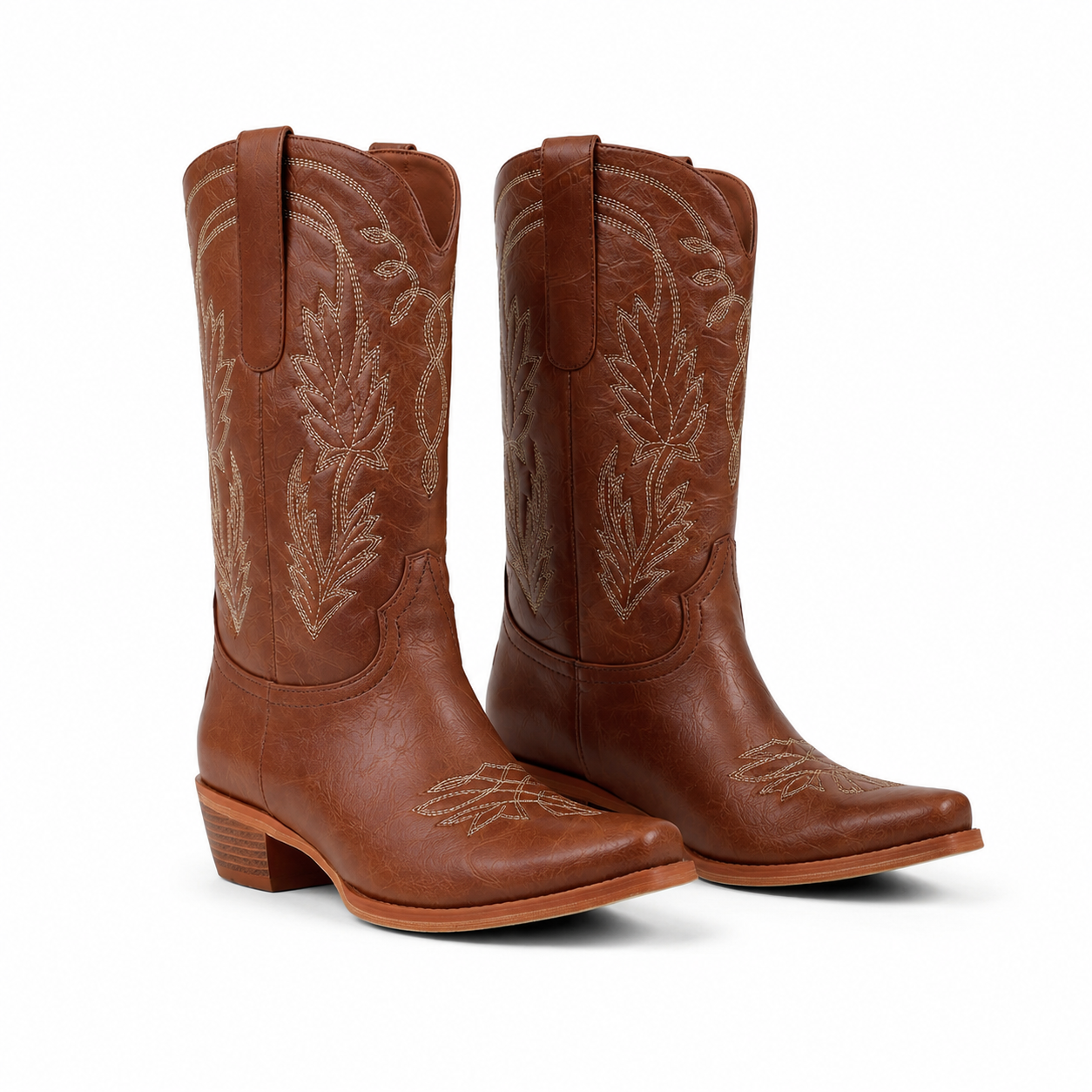 Rich Brown Paxos Embroidered Leather Boots