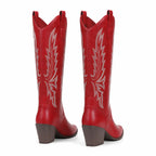 Deep Red Symi Sheepskin Block-Heel Boots heel detail