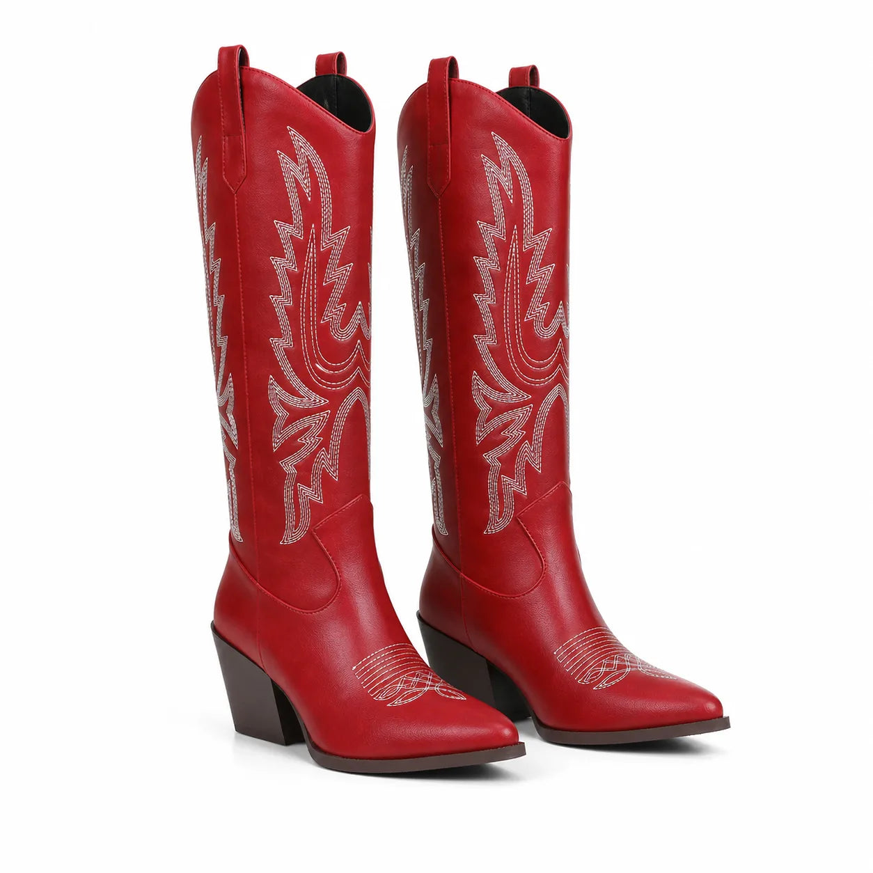 Deep Red Symi Sheepskin Block-Heel Boots