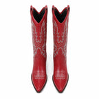 Deep Red Symi Sheepskin Block-Heel Boots top view
