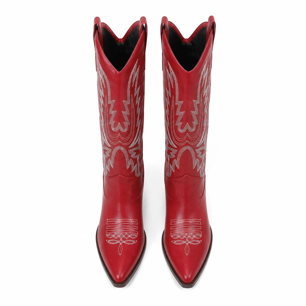 Deep Red Symi Sheepskin Block-Heel Boots top view