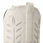 Cream Ivory Elounda Embroidered Leather Boots close-up detail
