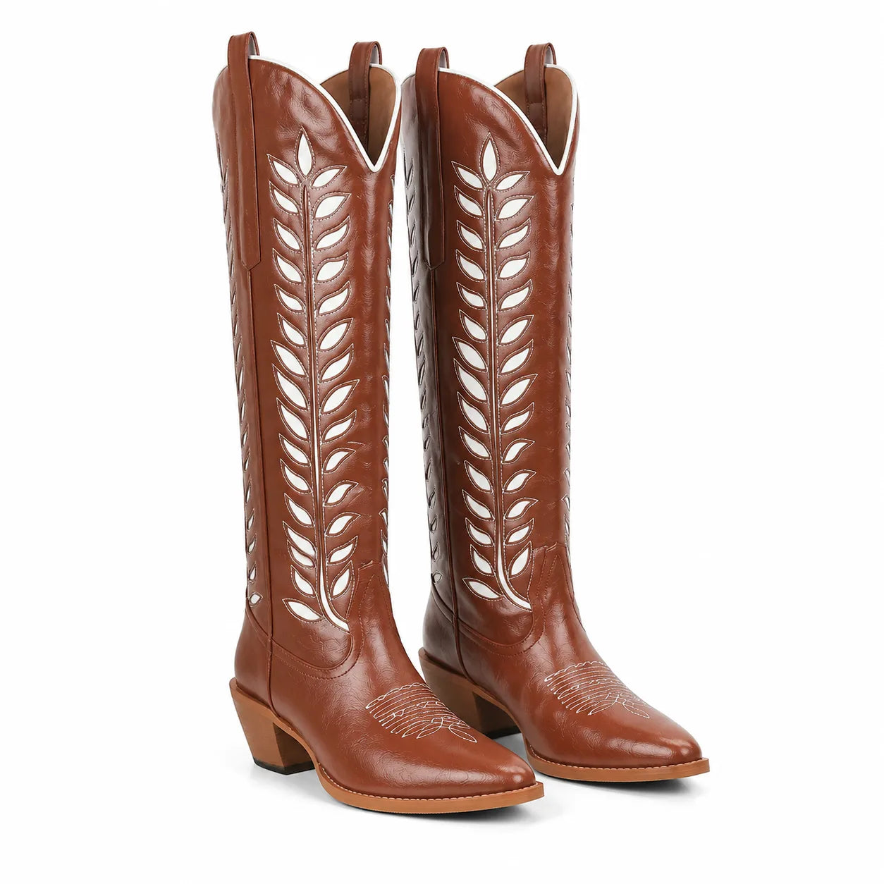 Deep Red Elounda Embroidered Leather Boots