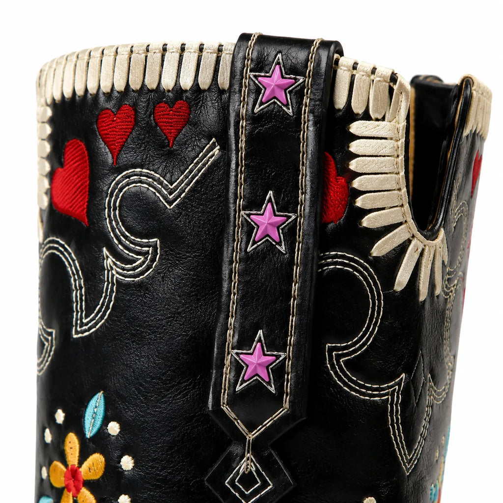 Deep Black Leros Microfiber Knee-High Boots close-up detail