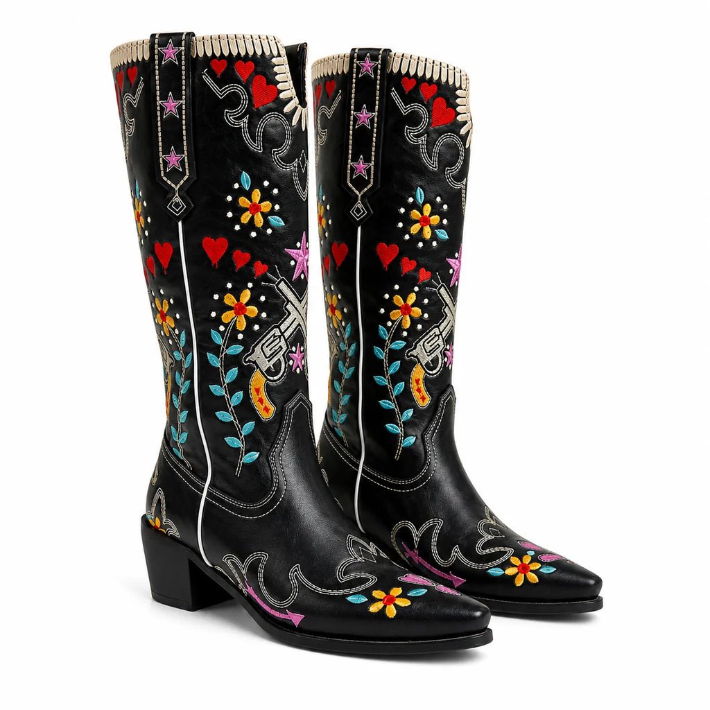 Deep Black Leros Microfiber Knee-High Boots