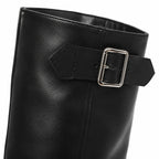 Deep Black Naousa Buckle Block-Heel Boots close-up detail