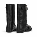Deep Black Naousa Buckle Block-Heel Boots heel detail