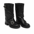 Deep Black Naousa Buckle Block-Heel Boots
