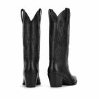 Deep Black Kavala Leather Knee-High Boots heel detail
