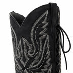 Deep Black Caorle Sheepskin Knee-High Boots close-up detail