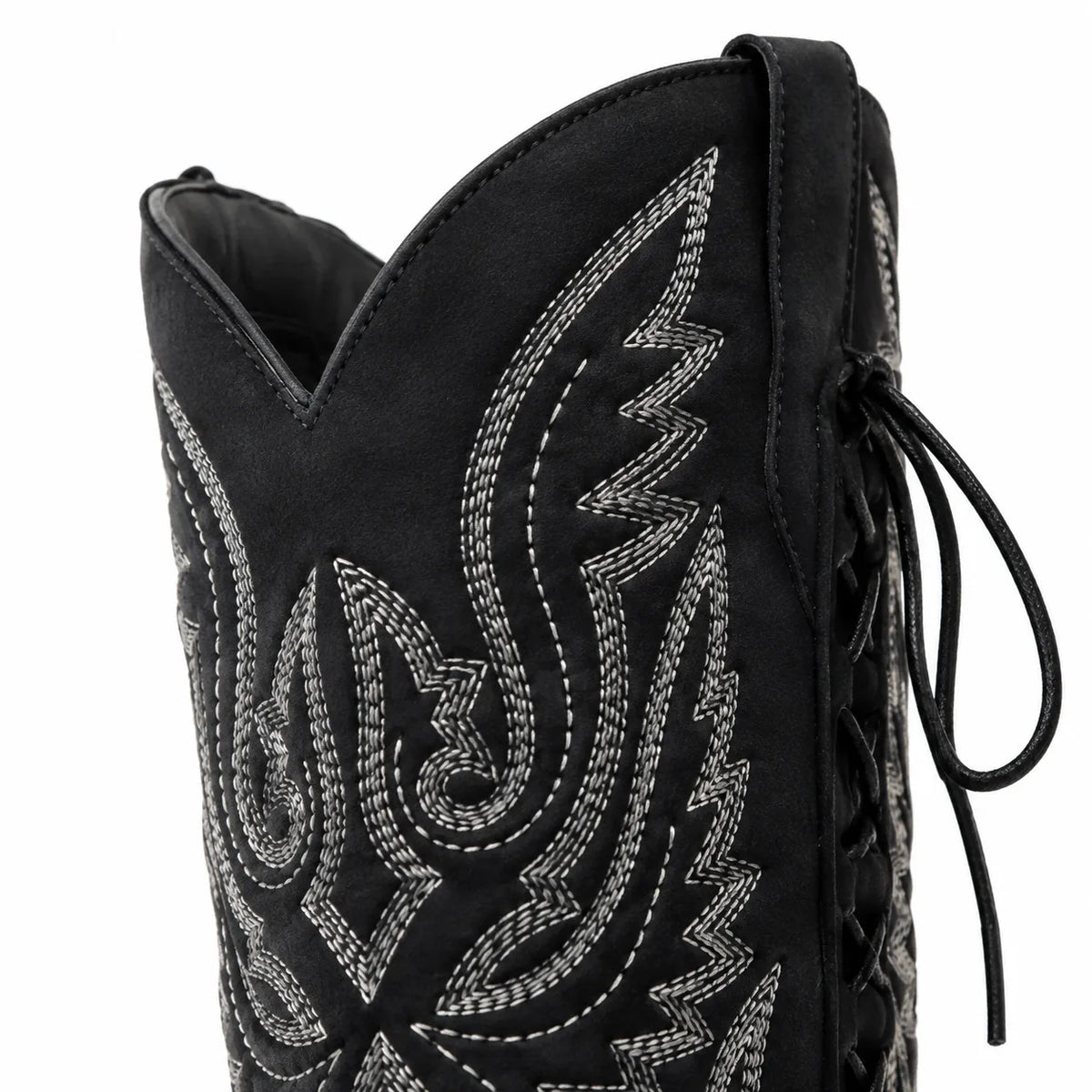 Deep Black Caorle Sheepskin Knee-High Boots close-up detail