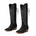 Deep Black Caorle Sheepskin Knee-High Boots