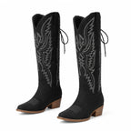 Deep Black Caorle Sheepskin Knee-High Boots