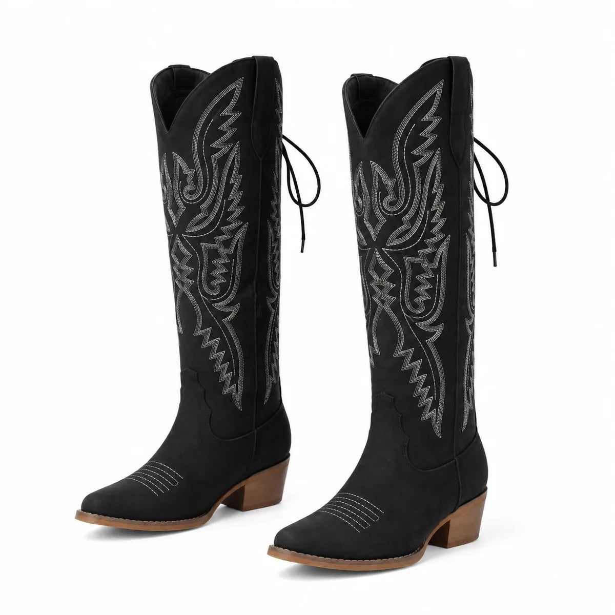 Deep Black Caorle Sheepskin Knee-High Boots