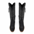 Deep Black Caorle Sheepskin Knee-High Boots top view