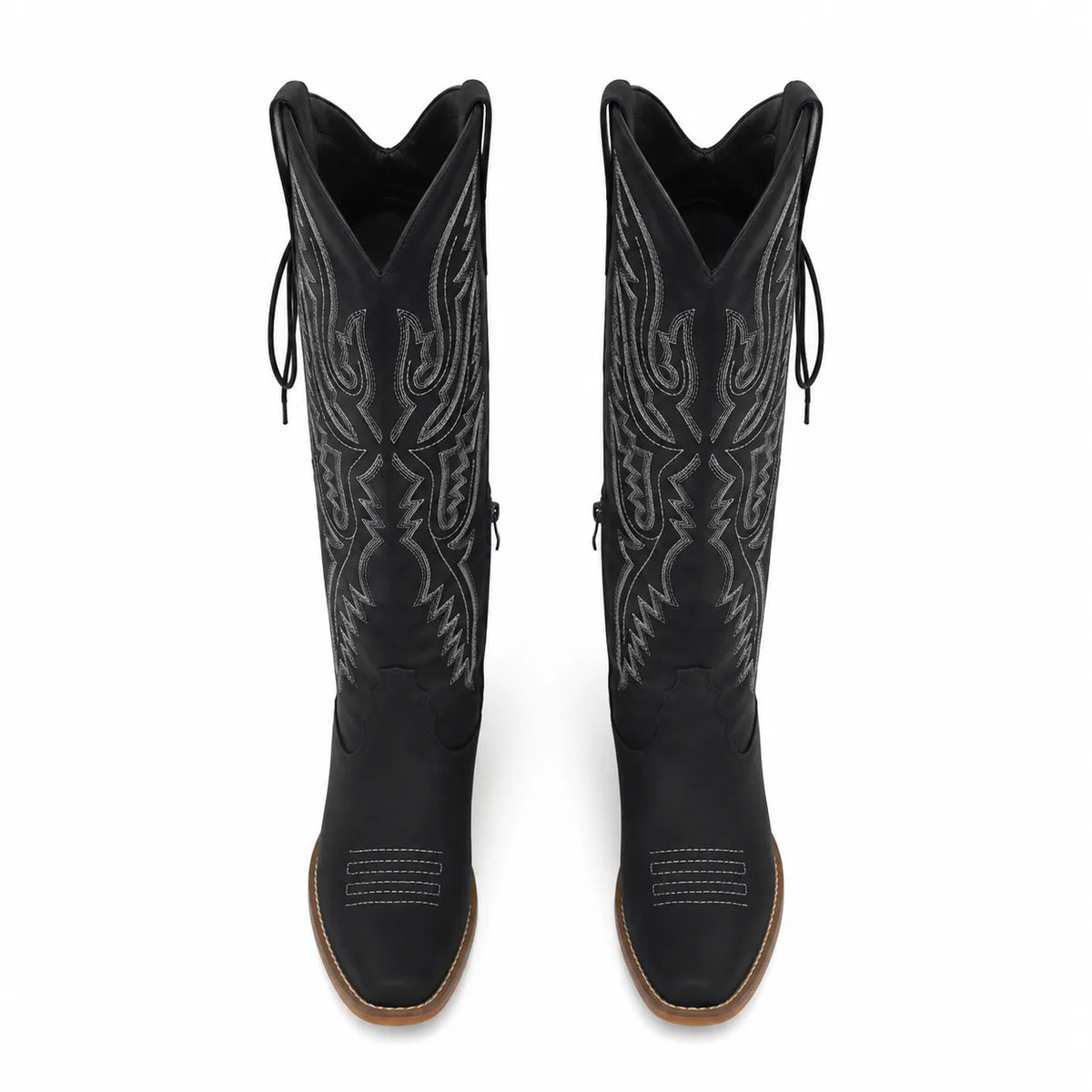 Deep Black Caorle Sheepskin Knee-High Boots top view