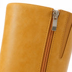 Butter Yellow Estepona Leather Platform Boots close-up detail