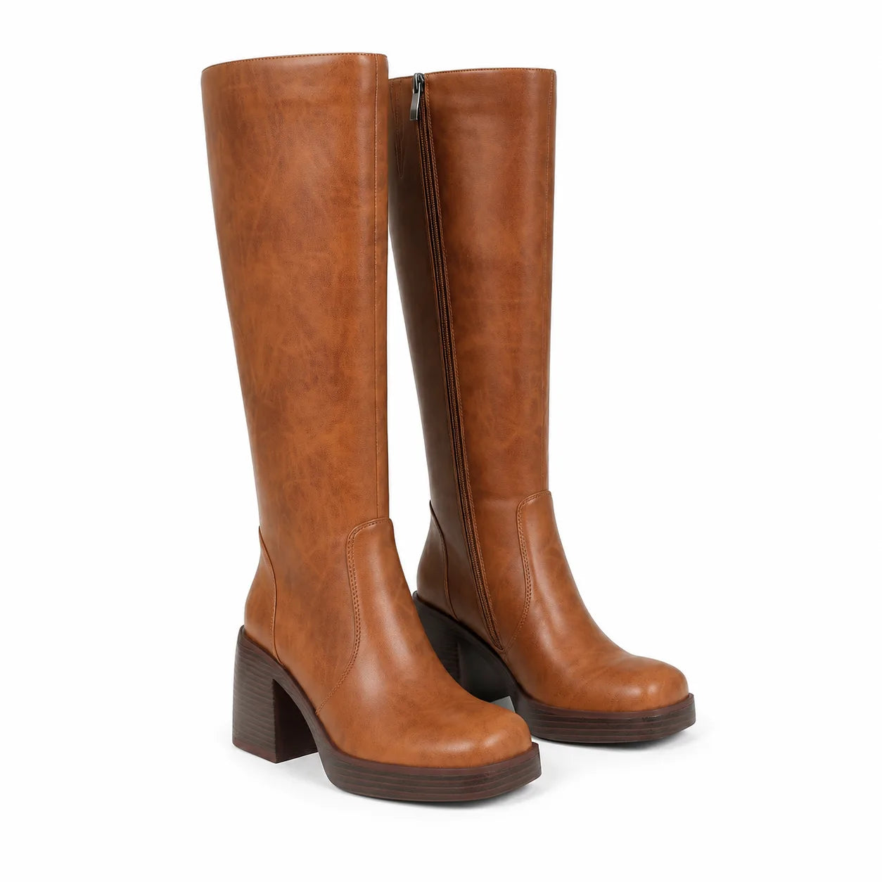 Rich Brown Estepona Leather Platform Boots