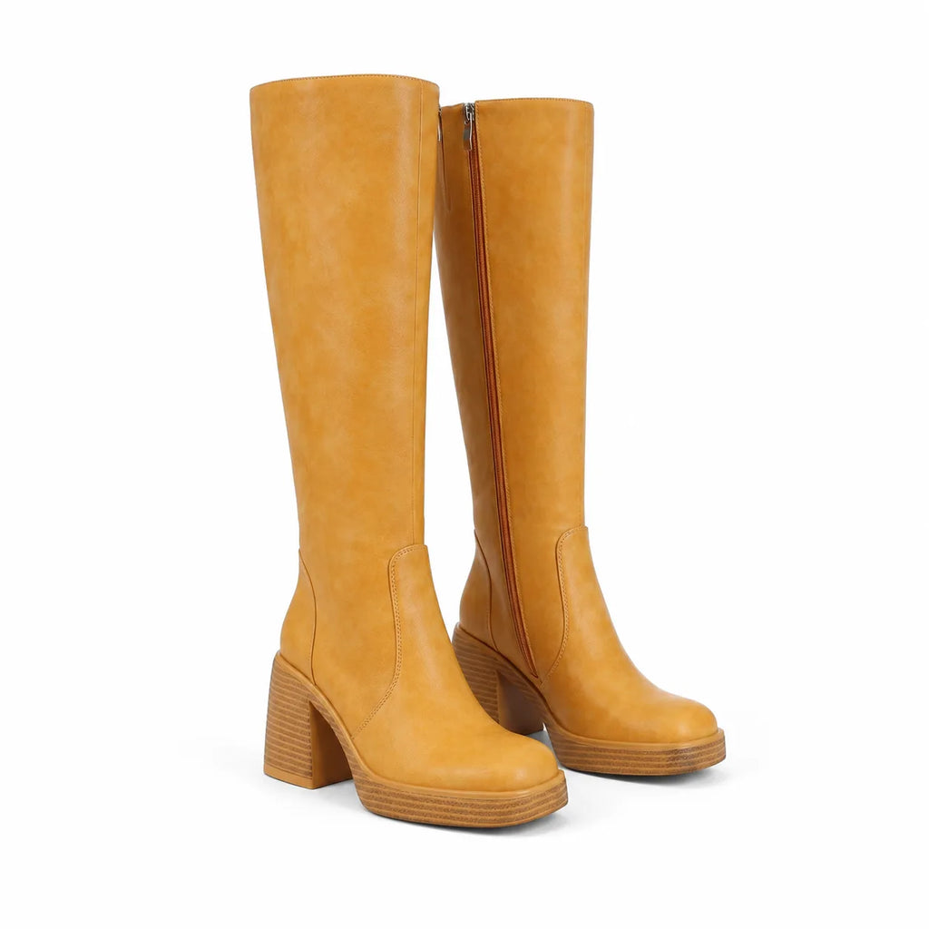 Butter Yellow Estepona Leather Platform Boots
