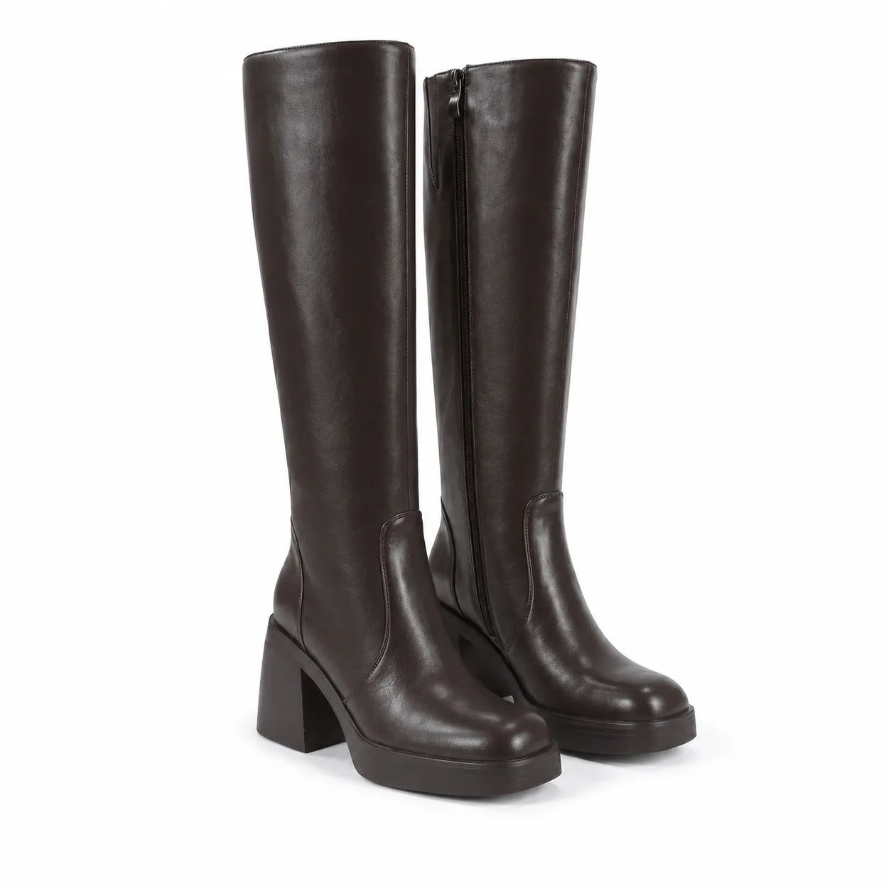 Rich Chocolate Estepona Leather Platform Boots
