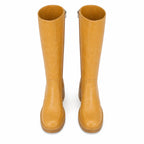 Butter Yellow Estepona Leather Platform Boots top view