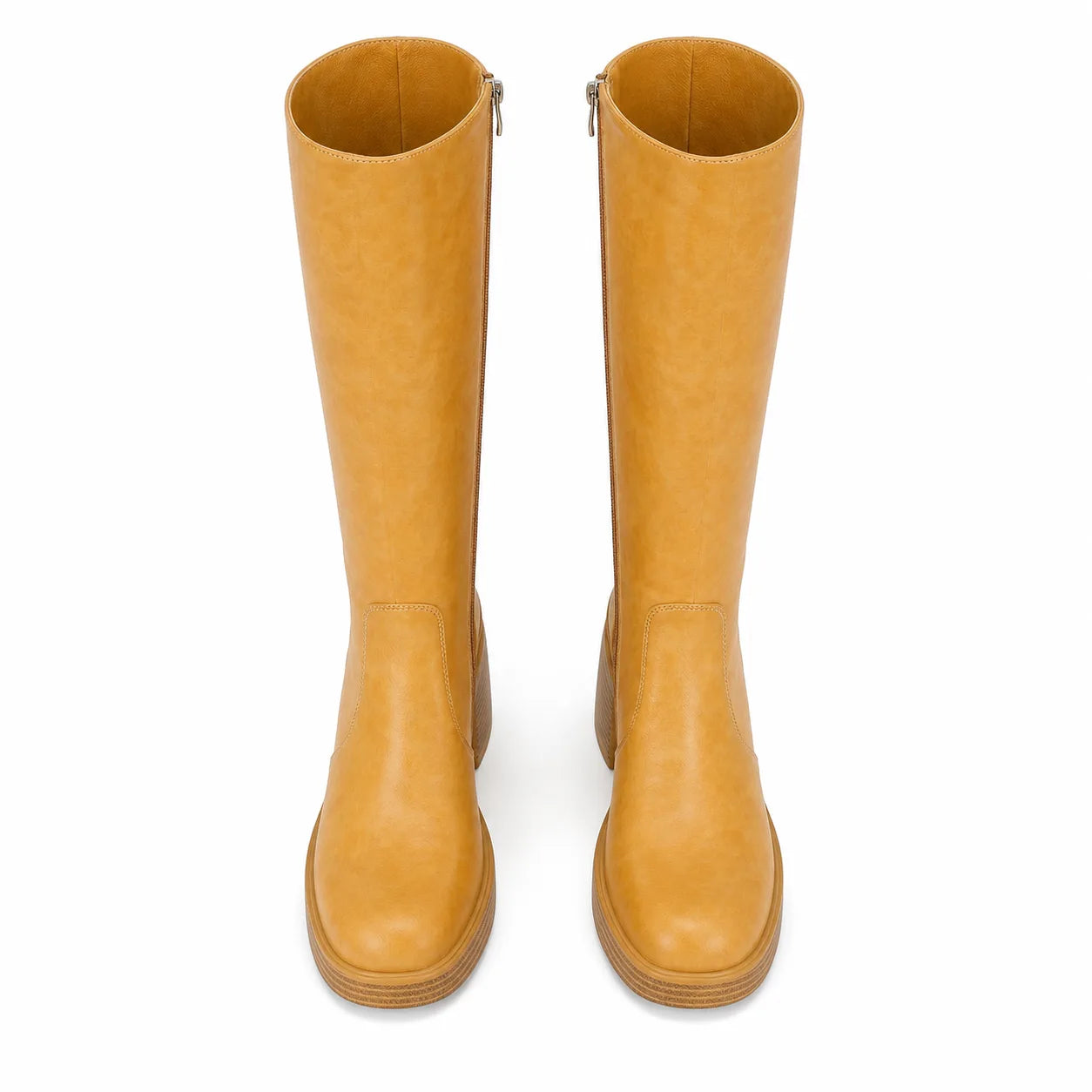 Butter Yellow Estepona Leather Platform Boots top view