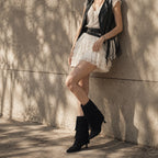 Deep Black Denia Sheepskin Stiletto Boots lifestyle scene