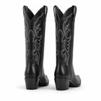 Deep Black Begur Leather Square-Heel Boots heel detail