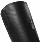 Deep Black Simona Leather Knee-High Boots close-up detail