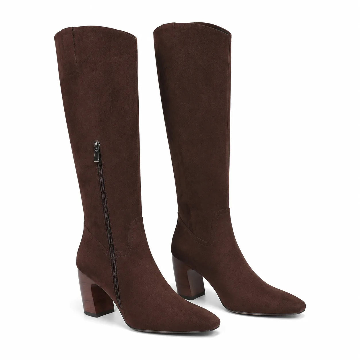 Chocolate Suede Simona Leather Knee-High Boots