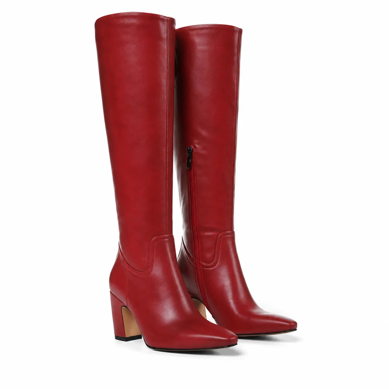 Deep Red Simona Leather Knee-High Boots