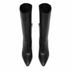Deep Black Simona Leather Knee-High Boots top view