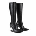 Deep Black Blanes Leather Knee-High Boots