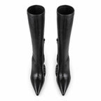 Deep Black Blanes Leather Knee-High Boots top view