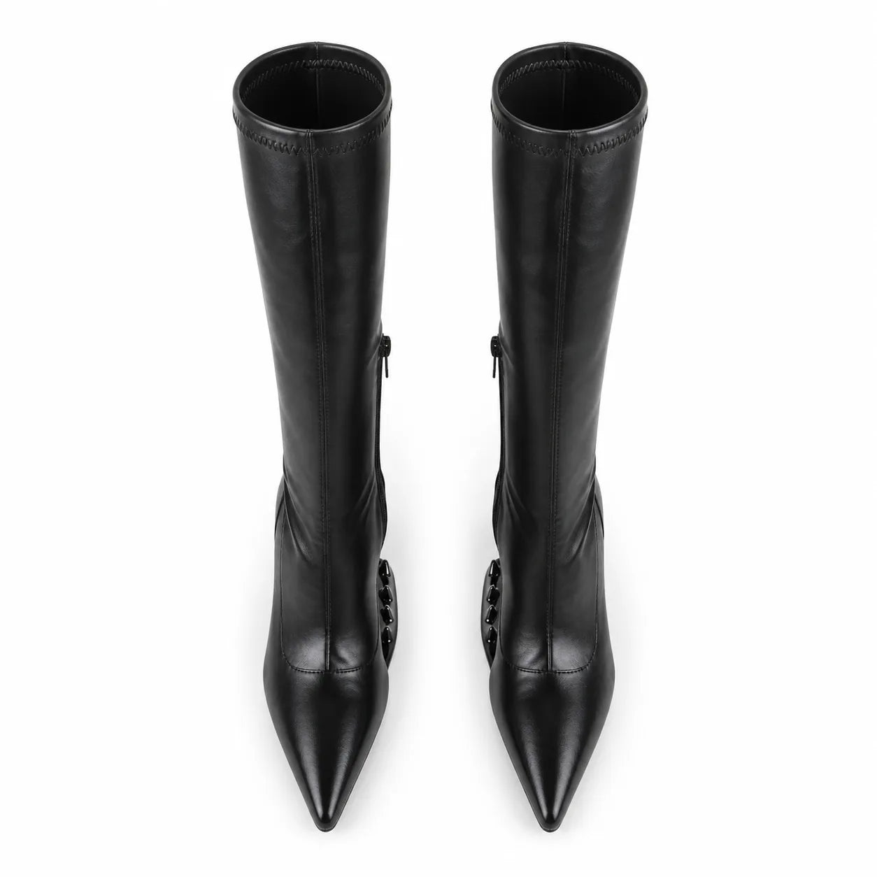 Deep Black Blanes Leather Knee-High Boots top view