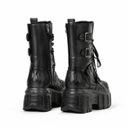 Deep Black Montefalco Sheepskin Mid-Calf Boots heel detail