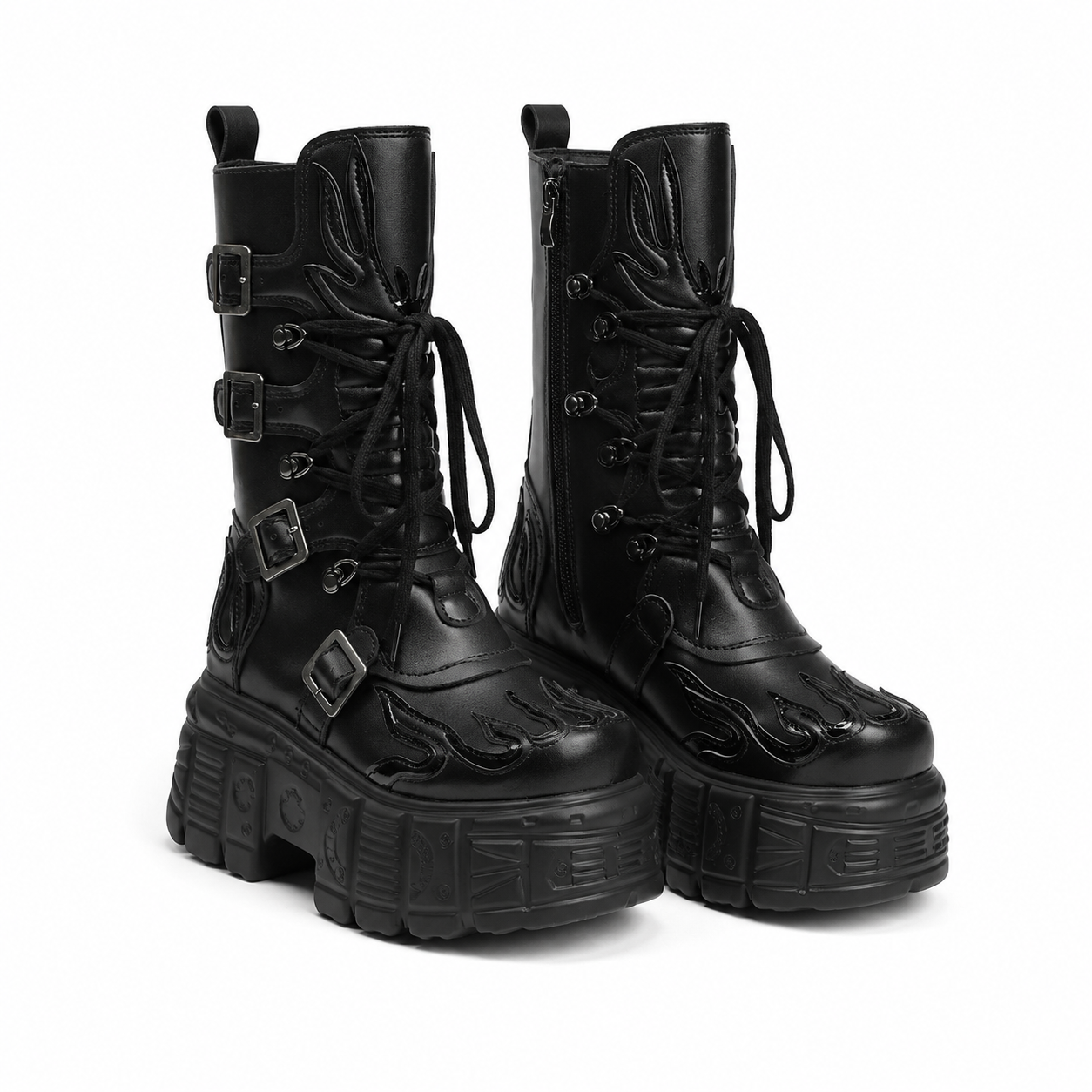 Deep Black Montefalco Sheepskin Mid-Calf Boots