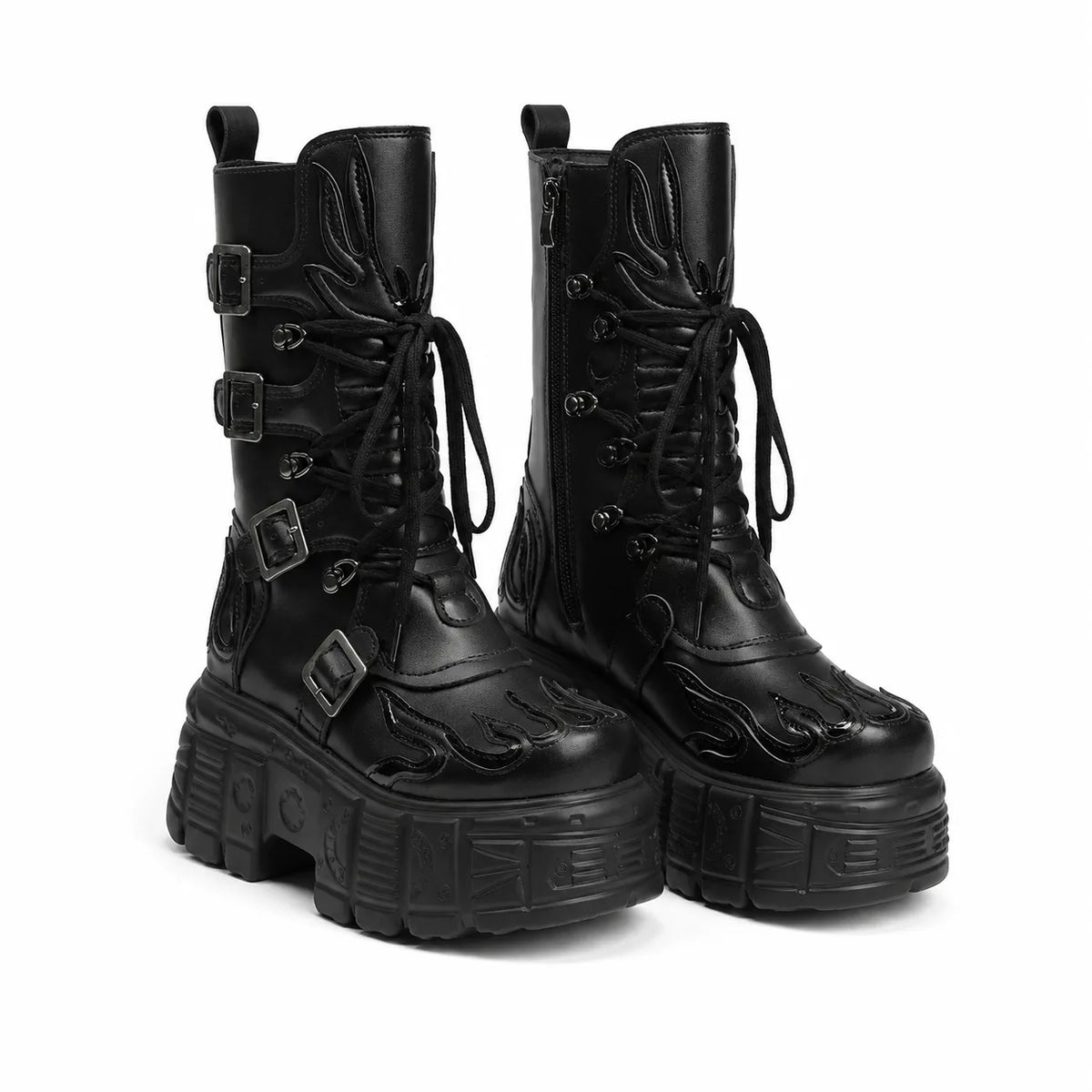Deep Black Montefalco Leather Mid-Calf Boots