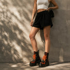 Black Coral Montefalco Leather Mid-Calf Boots lifestyle scene