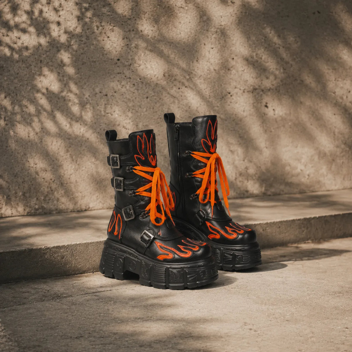 Black Coral Montefalco Leather Mid-Calf Boots styled scene