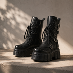 Deep Black Montefalco Sheepskin Mid-Calf Boots styled scene